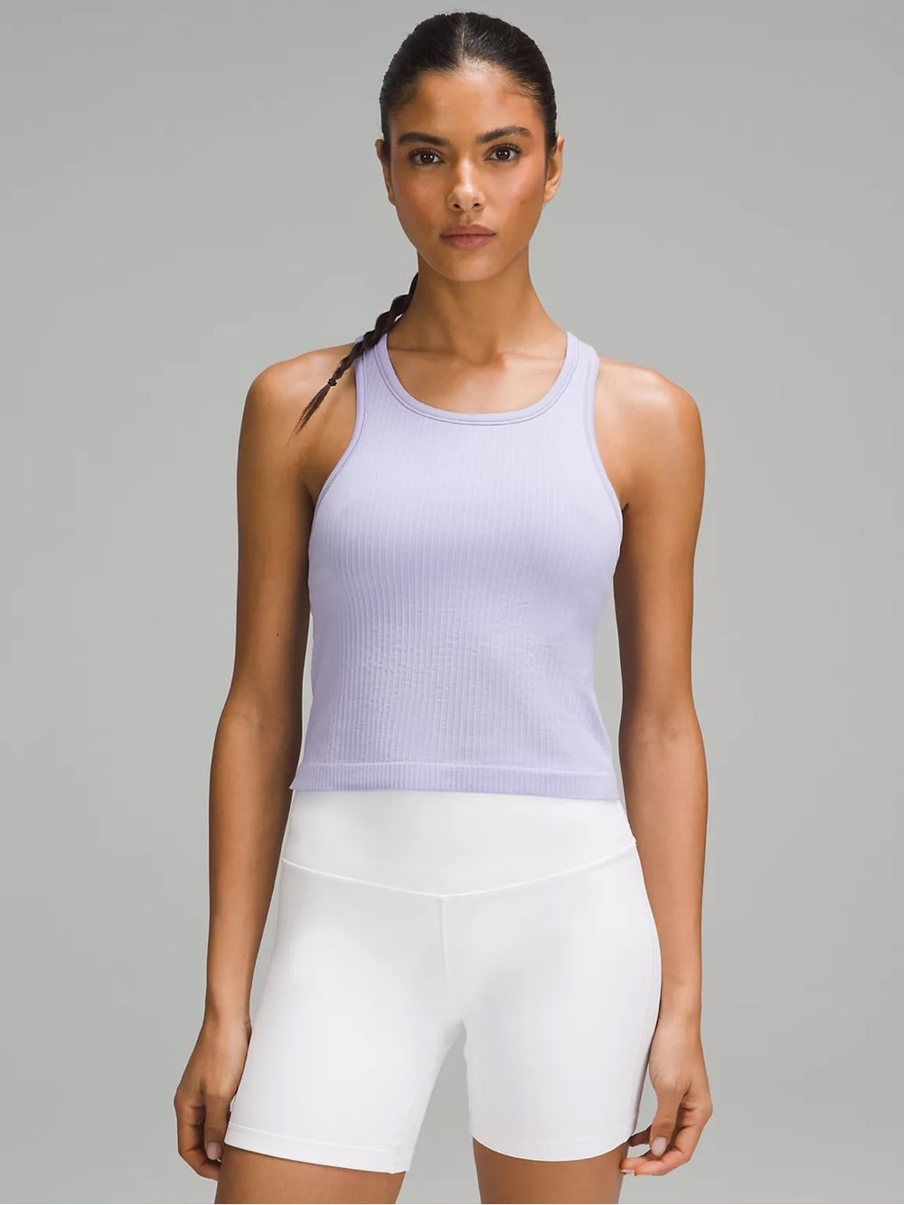 Lululemon Ebb to Street Cropped Racerback Tank Top - Lilac Smoke, Size 8
